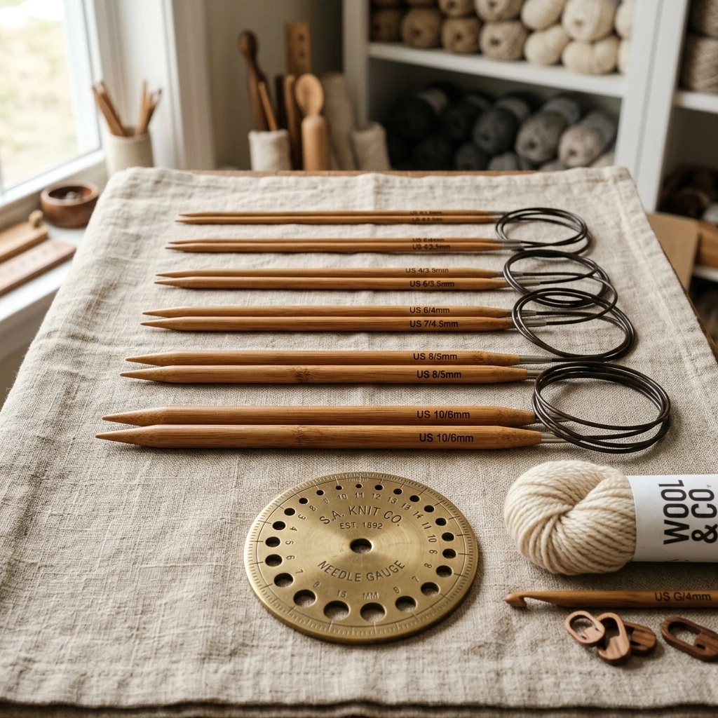Handcrafted bamboo circular knitting needles set