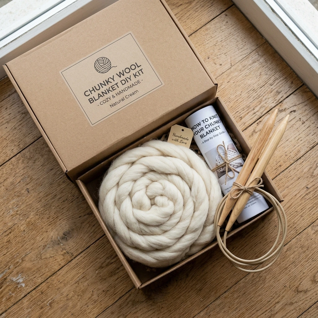 Chunky blanket DIY craft kit in luxury box