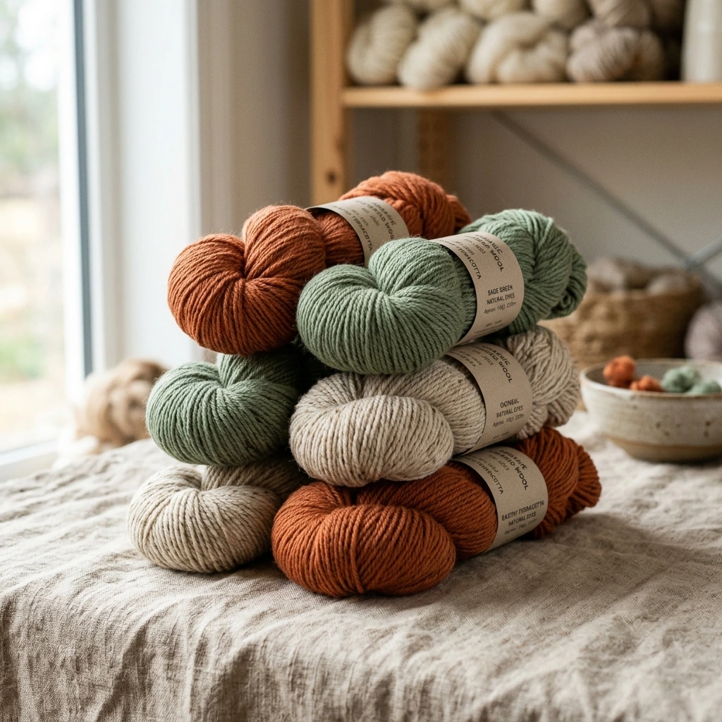 Organic merino wool yarn skein in earthy terracotta