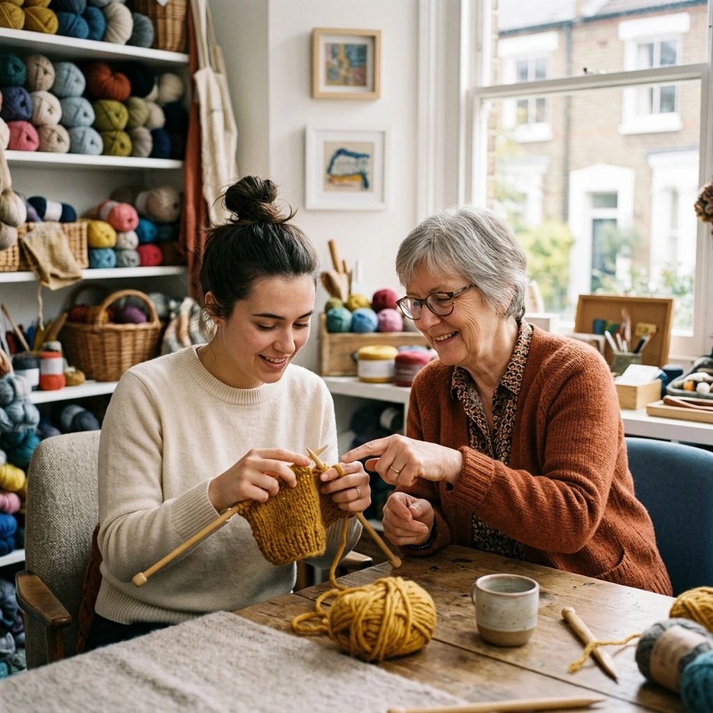 One on one artisan knitting lesson in London studio